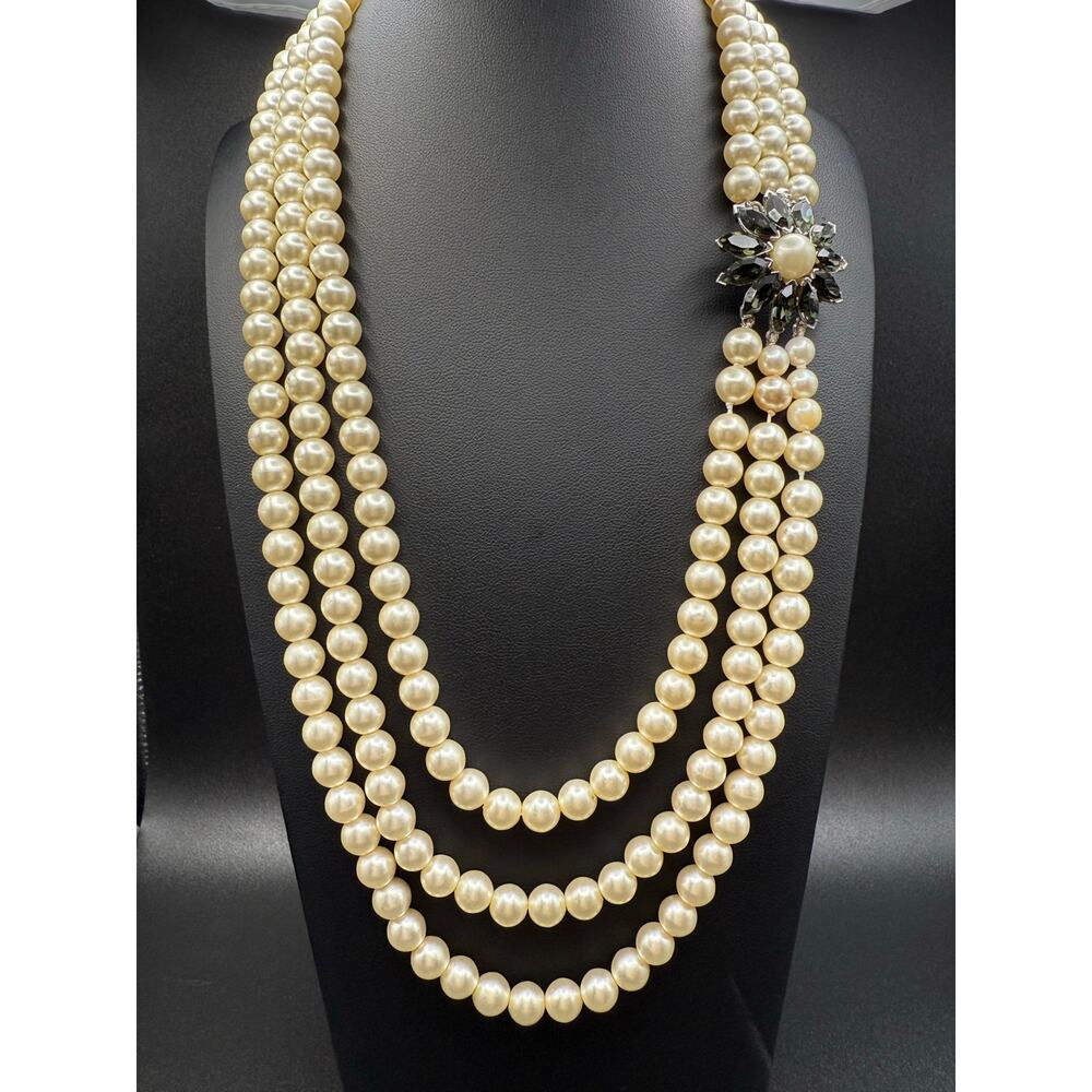 Marvella Three Strand Flower Jeweled Clasp